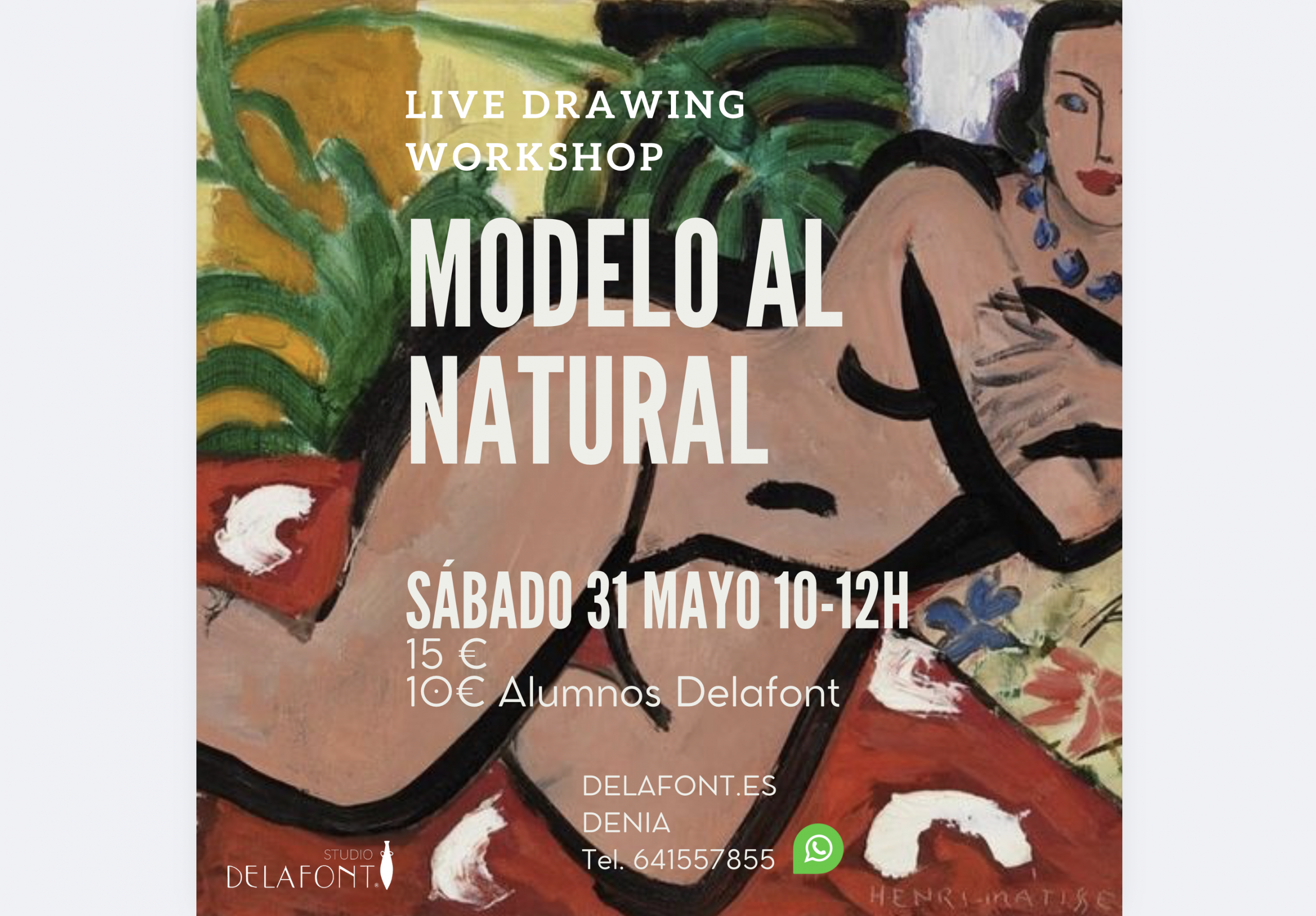 Live drawing workshop Denia, taller de dibujo y pintura con modelo desnudo en Denia